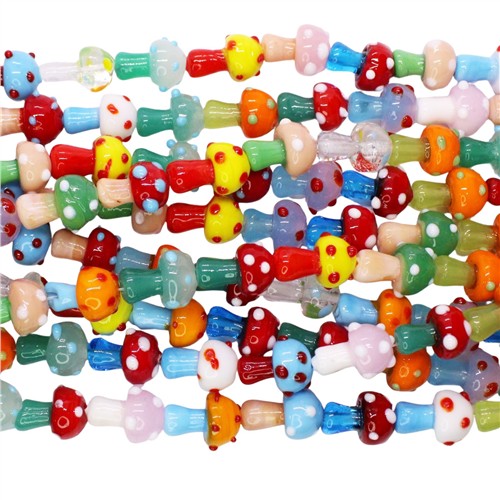 Handmade Glass 12x16mm Fairy Mushroom Colourful 20pcs - Image 2