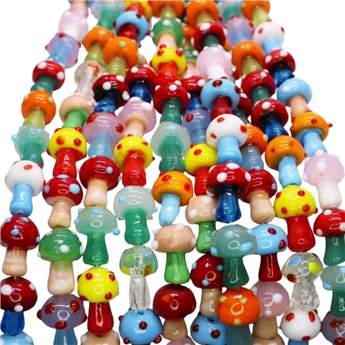 Handmade Glass 12x16mm Fairy Mushroom Colourful 20pcs - Image 3