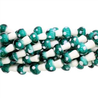 Handmade Glass 12x16mm Mushroom Beads Strand Teal