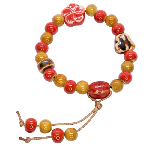 Ceramic Porcelain Beaded Stretch Bracelet Fallen Petals