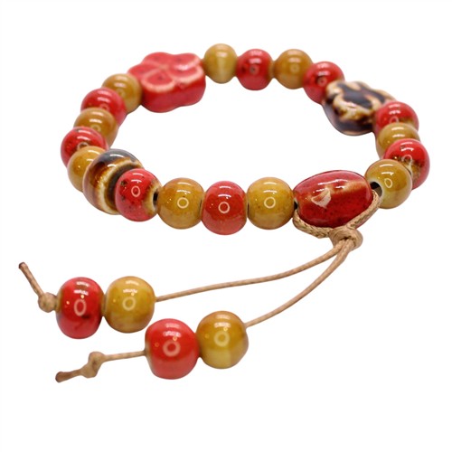 Ceramic Porcelain Beaded Stretch Bracelet Fallen Petals - Image 2