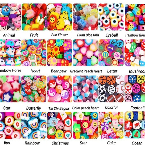 400 Piece Extreme Polymer Clay Specialty Beads Collection with Elastic Cord - Image 2