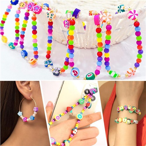 400 Piece Extreme Polymer Clay Specialty Beads Collection with Elastic Cord - Image 3