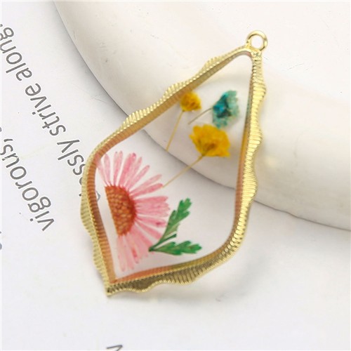Resin Floral Pendant 30x48mm Baroque Teardrop Multi Colour - Image 3