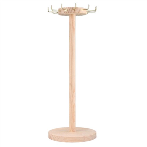 Jewellery Display Rack Wooden 11 Hooks Natural Pine 40cm