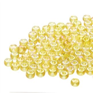 Czech Size 6 Round Seed Beads Yellow Transparent AB 20g Tube