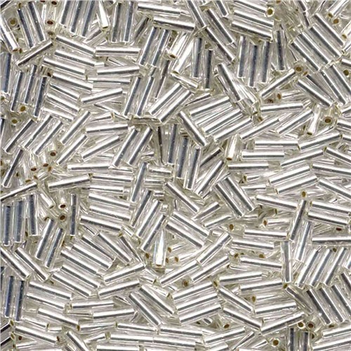 Miyuki Bugle Bead Straight Clear Silver Lined 1.7x6mm 9g Tube