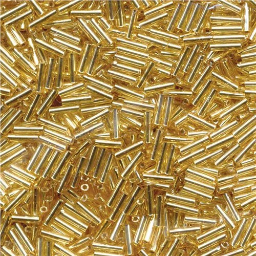 Miyuki Bugle Bead Straight Gold Silver Lined 1.7x6mm 9g Tube