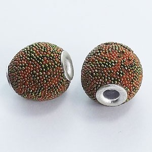 Indonesian Clay Bead 14mm Round Micro Beaded Brown