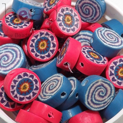 Polymer Clay Disc 10x5mm Assorted Colours