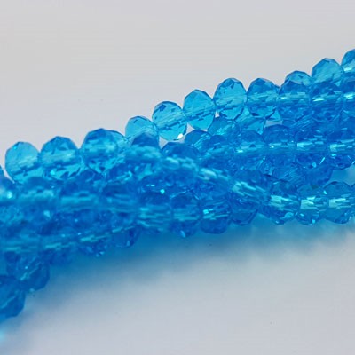 A Grade Crystal Rondelle Strand 4x6mm Aqua