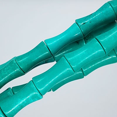Chalk Turquoise Dyed Stabilised 8x15mm Concaved Barrel Beads Strand