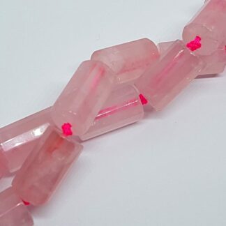 Rose Quartz 9x12mm Faceted Cylinder Beads Strand