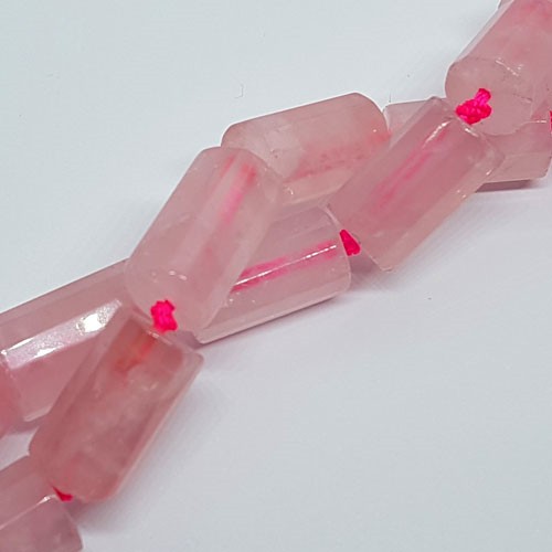 Rose Quartz 9x12mm Faceted Cylinder Beads Strand