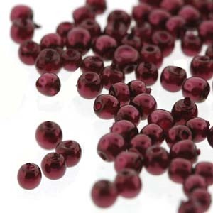 Czech Glass Pearls Round Burgundy 2mm 150pc Strand