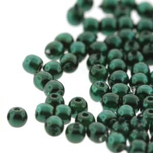 Czech Glass Pearls Round Deep Emerald 2mm 150pc Strand