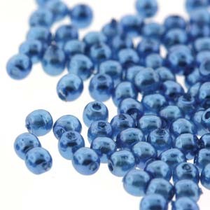 Czech Glass Pearls Round Persian Blue 2mm 150pc Strand