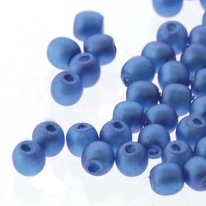 Czech Glass Pearls Round Persian Blue Matte 2mm 150pc Strand
