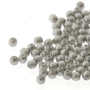 Czech Glass Pearls Round Silver Matte 2mm 150pc Strand