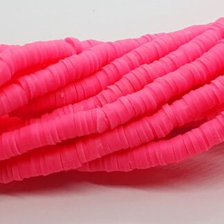 Polymer Clay Disc Spacer 4mm x 1mm Beads Strand Neon Fuchsia