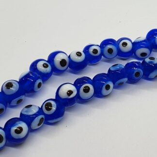 Lampwork Glass Dark Blue Evil Eye 8-9mm 49pcs Strand