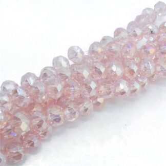 A Grade Crystal Rondelle Strand 4x6mm Light Pink AB