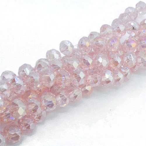 A Grade Crystal Rondelle Strand 4x6mm Light Pink AB