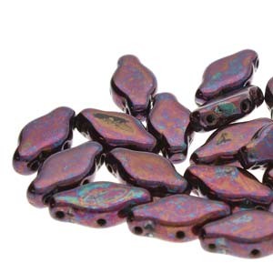 Navette 12x6mm 3-Hole Beads Jet Iris Lustre 20pc Tube