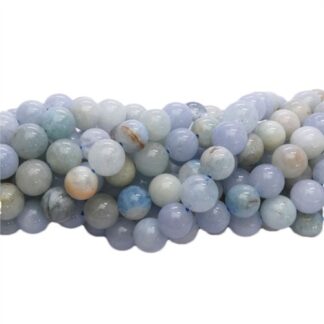 Aquamarine 8mm Round Beads with Natural Inclusion Strand