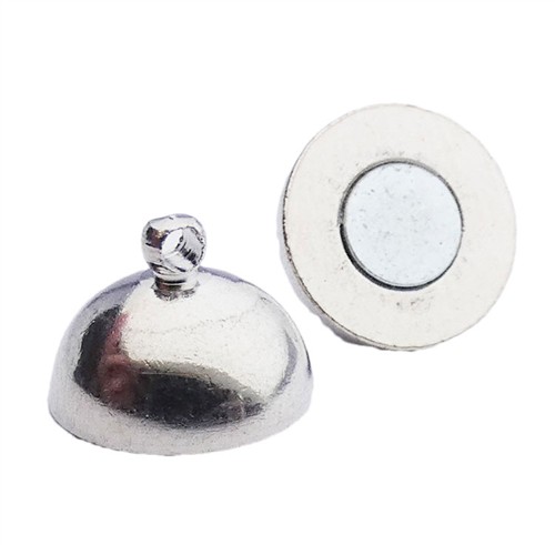 Magnetic Clasp 12mm Round Smooth Antique Silver