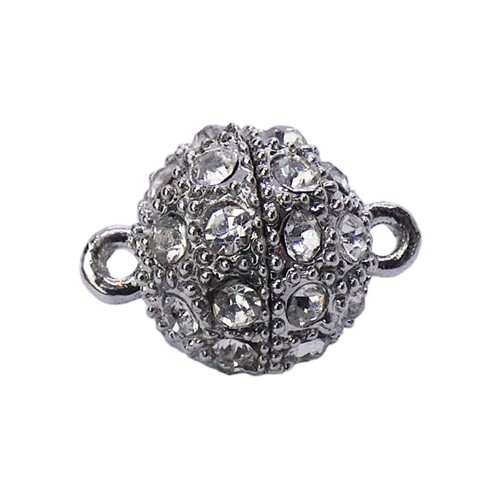 Magnetic Clasp 14mm Round With Diamonte Antique Silver - Image 2