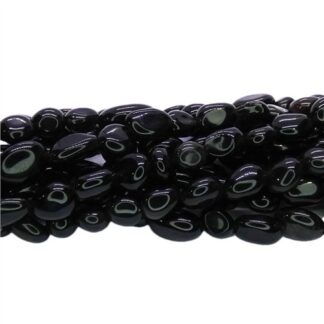 Black Obsidian Irregular Oval 5-8mm Beads Strand