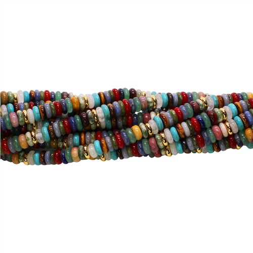 Natural Gemstone Rondelle Mix 2x6mm Disc Beads Strand - Image 2