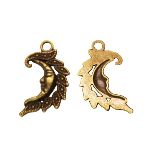 Charm Fancy New Moon 16x26mm Antique Brass - Image 3