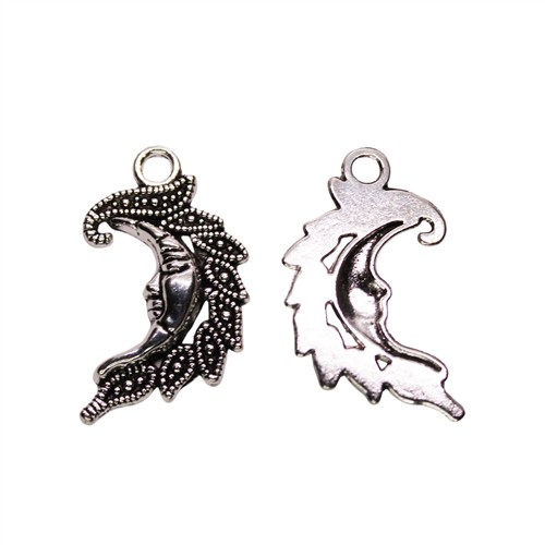 Charm Fancy New Moon 16x26mm Antique Silver - Image 3