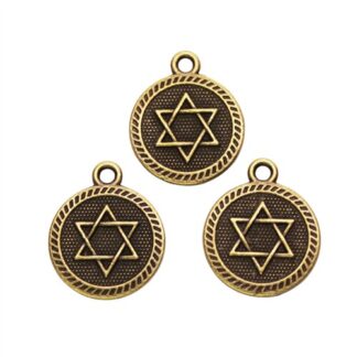 Charm Six Pointed Star 15x18mm Star of David Antique Brass