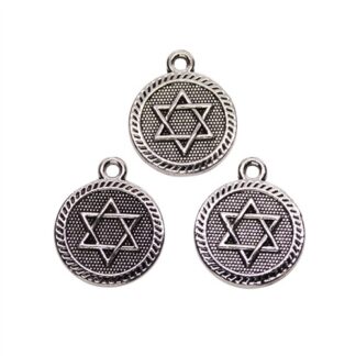 Charm Six Pointed Star 15x18mm Star of David Antique Silver