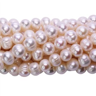 Freshwater Pearl 8-9mm Cream White Oval Beads Strand