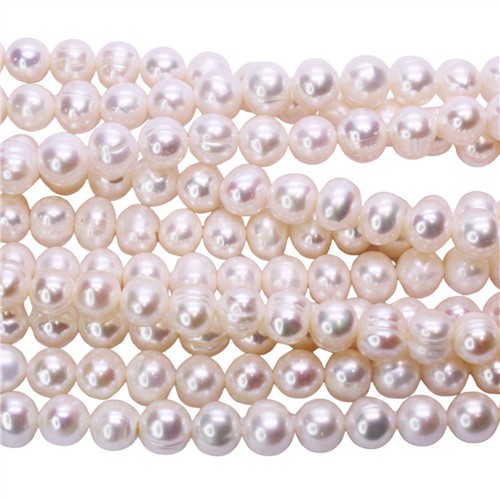 Freshwater Pearl 8-9mm Cream White Oval Beads Strand - Image 2