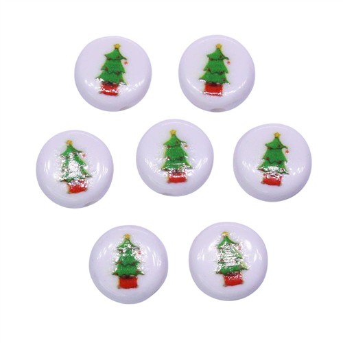 Plastic Bead 10mm Green Christmas Tree