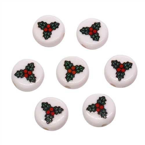 Plastic Bead 10mm Holly Leaf