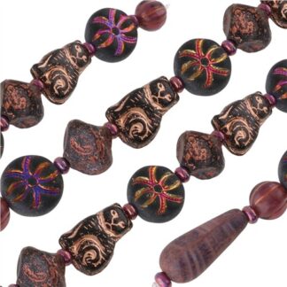 Czech Table Cut and Pressed Beads Copper Cat Mix Strand