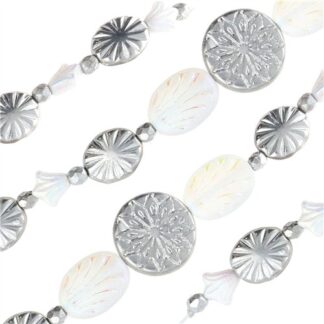 Czech Table Cut and Pressed Beads Silver Deco Mix Strand