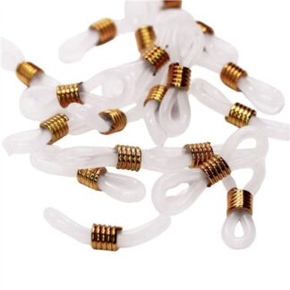 Glasses Holder Ends Clear Rubber with 18K Gold Plated Coil 20pk