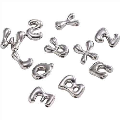 Initial Letter Bead Charm 20mm Brushed Finish Stainless Steel Each