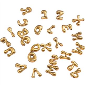 Tarnish Resistant Initial Letter Bead Charm 20mm Gold Plated Stainless Steel Each